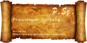 Preininger Szilvia névjegykártya